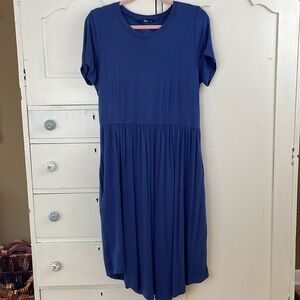 Simier Fariry Chic Blue Midi Dress with Pockets L
